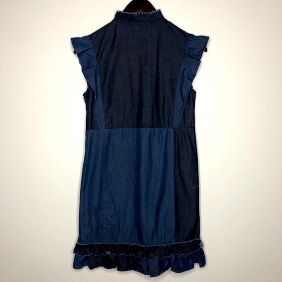 Coach Denim Patchwork Dress with Broderie Anglaise and Ruffle Details - Picture 9 of 11